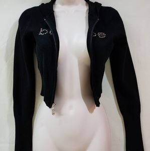 BEBE Crop Zip Up Sweater Jacket with hood